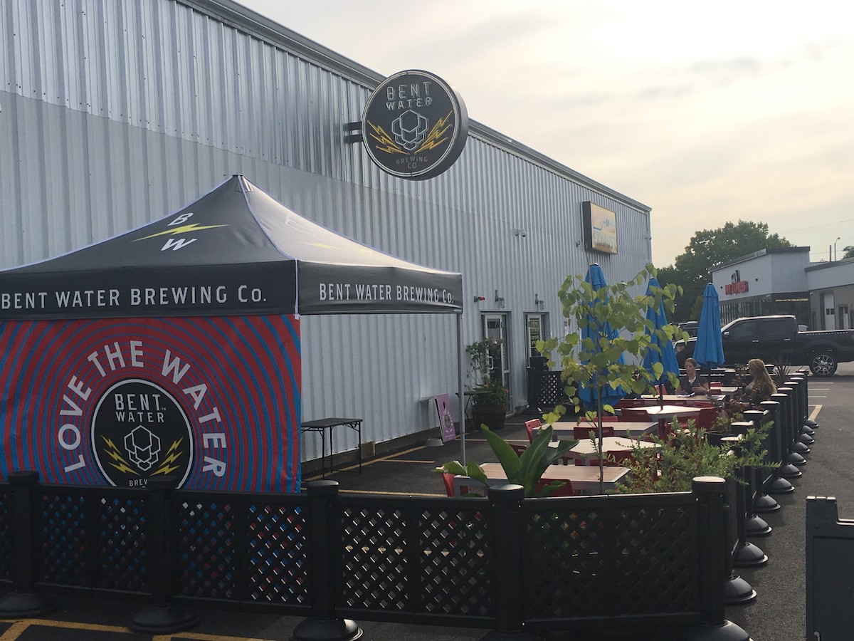 Bent Water Brewing Co. uses a heavy-duty 10x10 pop-up tent in its beer garden.