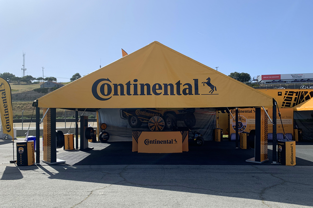 The Future Trac frame tent built for Continental to use at the Sea Otter Classic.