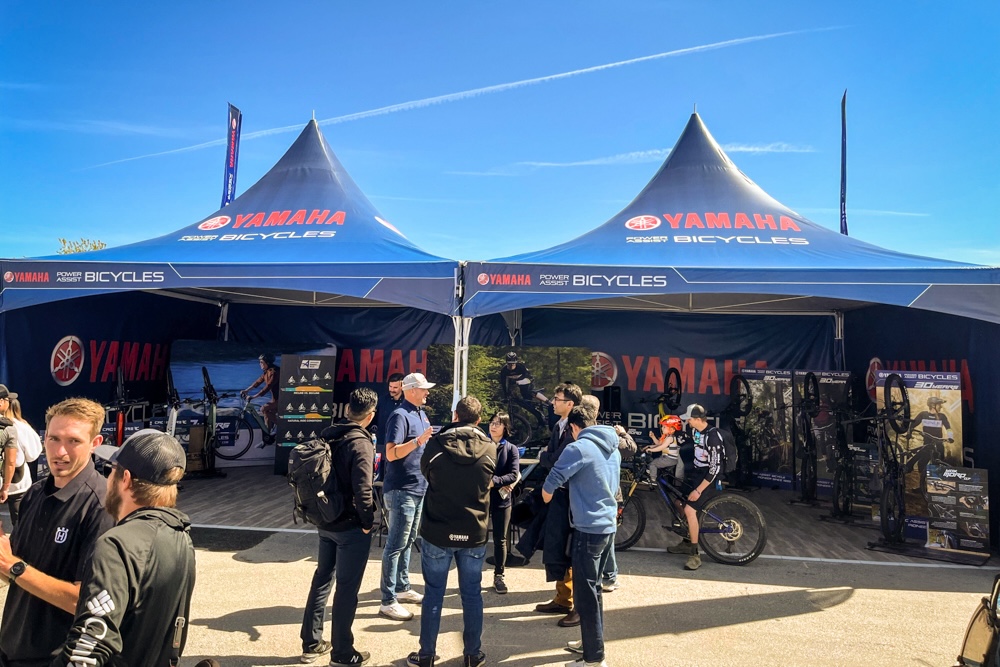 Yamaha branded frame tent at outdoor trade show