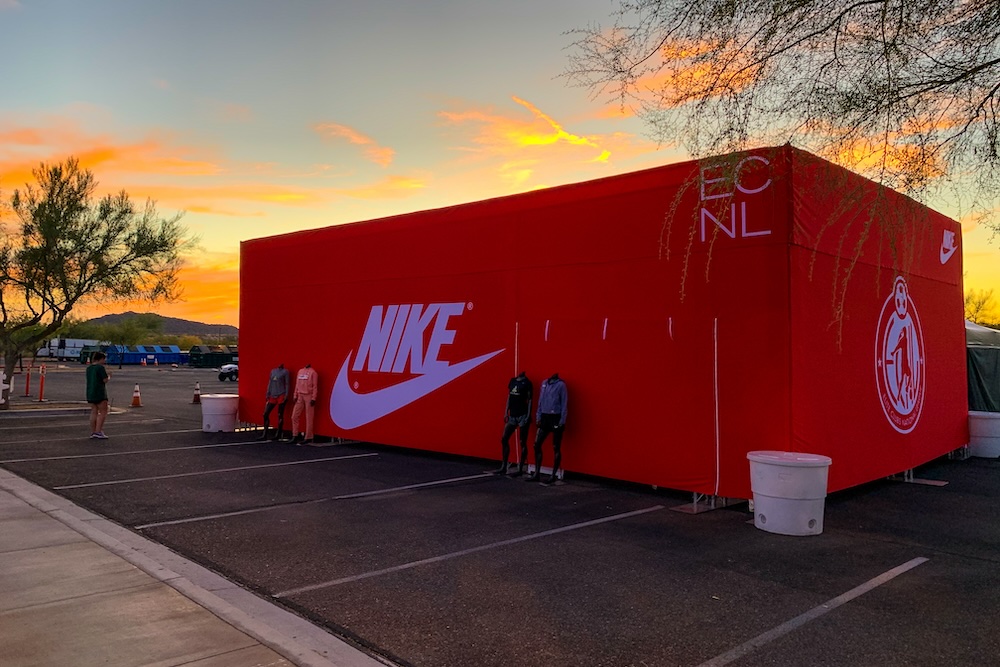 Custom Nike shoebox project for outdoor event.