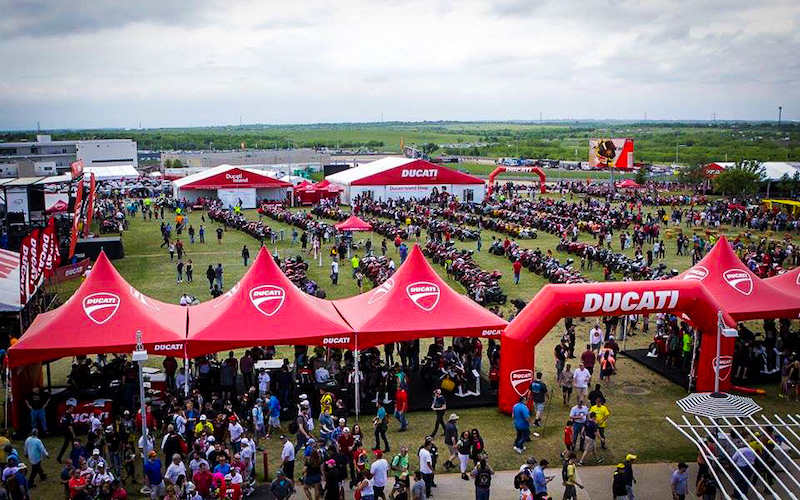 A collection of frame tents and branded signage for a major Ducati event.
