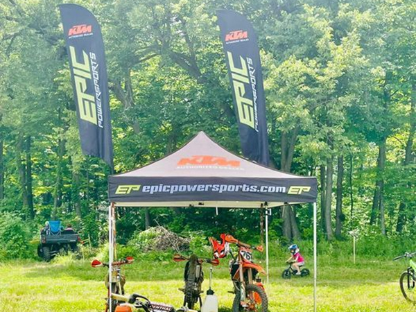 Epic Power Sports event tent and flags