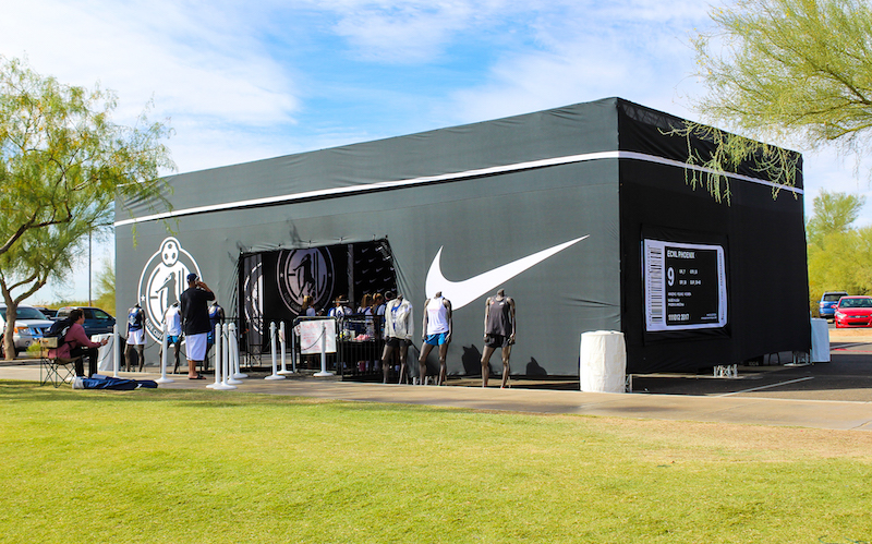 A custom shoebox structure for Nike and Soccer.com.