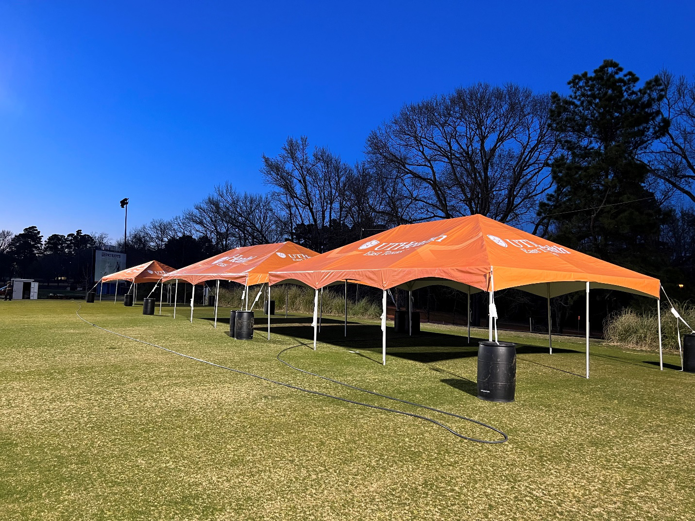 20x20, 20x30, and 20x40 X-Series frame tents built for UT Health East Texas.