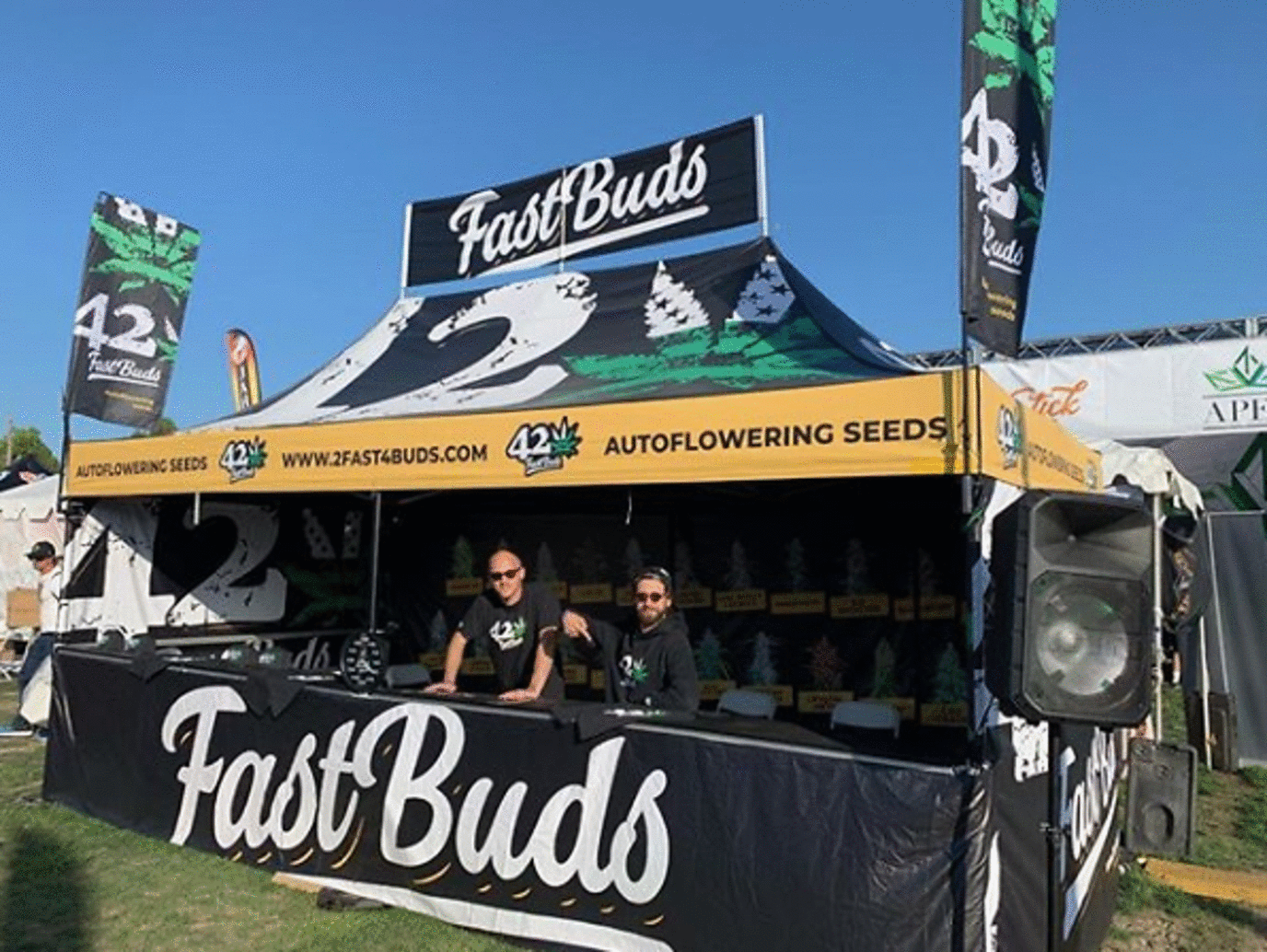 2 Fast 4 Buds Custom event tent and flags